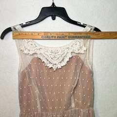 Altar&rsquo;d State Polka Dot Lace Collar Whimsy Coquette Cottagecore Midi Dress Rose