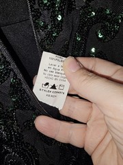 Windsor Black/Green Sequin Mesh Scoop Neck Spaghetti Strap Zip Maxi Dress XS