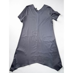 Eileen Fisher Handkerchief Hem Dress Womens Large V-Neck Short Sleeve slate blue