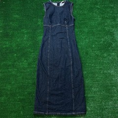 Zara TRF Dark Wash Sleeveless Denim Midi Dress XS Cotton