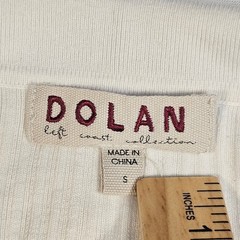 Dolan Left Coast Collection Ribbed Knit Polo Sweater Dress Cream Striped Cuff S
