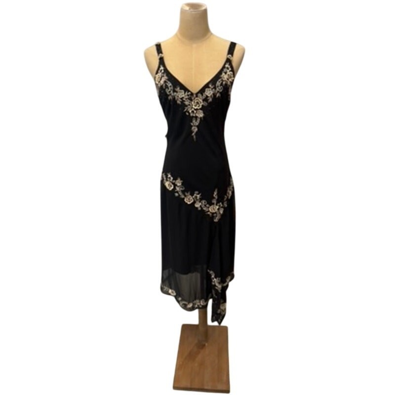 « R & M Richards » Bedazzled Dress SZ 14 VTG Dark Fairy Whimsigoth Asymmetric Hem