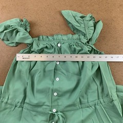 KIRUNDO Women&rsquo;s Large Green Off Shoulder Drawstring Waist Ruffled Maxi Dress NWT