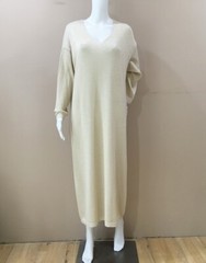 ALCHEMIA TRICOT Knit Sweater Dress Maxi Size S Womens New Metallic Gold White