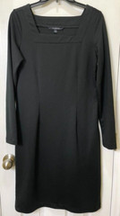 Chadwicks dress size M black stretch square neckline excellent condition
