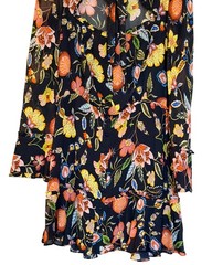 Alexis Women&rsquo;s Morgana Floral Ruffle Mini Dress Black Multi Cut Out Size Large