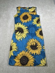 Vintage Midnight Velvet Womens Size 10 Blue Sleeveless Dress Sunflower Bloomcore