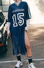 FREE PEOPLE FP MOVEMENT HIGHLIGHTER NAVY HAPPY CAMPER TEE SHIRT MAXI DRESS SZ L