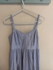 Lucky Brand Blue and White Striped Sundress midi size xs