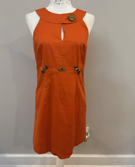 REWORKED Michael Kors Orange Halter Cutout Knee Length Dress Size 8 with Buttons