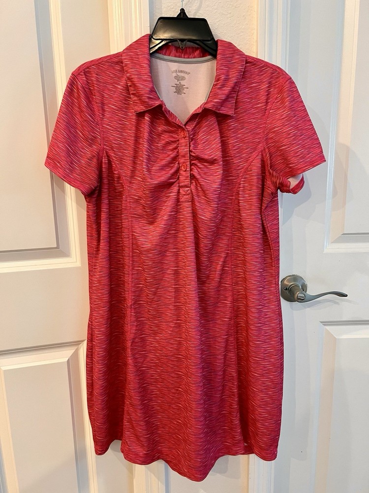 Reel Legends Keep It Cool 1/4 Button Up Short Sleeve Dress Pink Sz XL Fishing