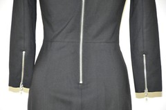 J CREW Black Jersey Structured Knit Silver Zipper Sheath Pencil Dress Women S M