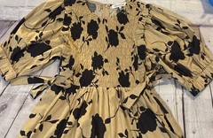 Sofie the Label Mini Babydoll Dress Floral Puffed Sleeves Size Small Cotton