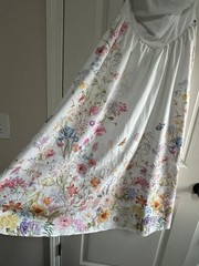 Skyraze White Floral Strapless Dress, Women&rsquo;s Sz M Garden Party Picnic Outfit