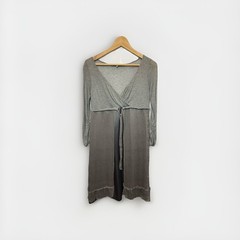 LA FEE MARABOUTEE Size UK 12 Grey Silk Mix Dress Boho Lagenlook V Neck Layered