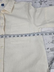 Old Navy Short Sleeve Linen Blend Shirt Dress Pockets Creme Womens Medium