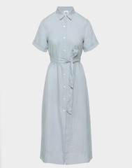 Aritzia Wilfred Eleta Linen Midi Shirt Dress Chambray Blue Size XS 100% Linen