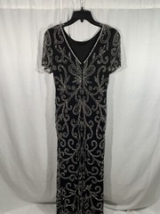NEW Pisarro Nights Beaded Illusion Mesh A-Line Gown in Black [SZ 4 ] #G672
