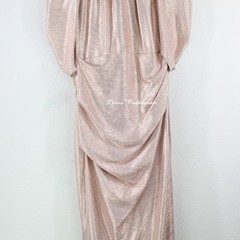 NWT TALBOT RUNHOF Cape-effect Gathered Metallic Stretch-jersey Gown, EU 42/US 12