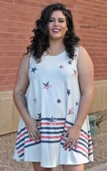 New PLUS SIZE Womens USA OVERSIZED AMERICAN STARS SLEEVELESS DRESS XL 1X 2X 3X