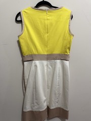 Tahari Arthur S. Levine Women’s Sheath Colorblock Dress Yellow/White/Beige 6