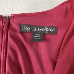 Jessica London Women’s Size 22W Vibrant Pink Overlay Dress Scoopneck Sleeveless