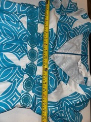 Trina Turk Aqua Blue Geometric Breezeway Tile Print Empire Waist Cotton Dress