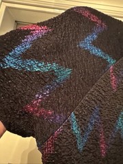 Vintage 90’s USA Black Stretch Mini Dress with Iridescent Zig Zags Size L