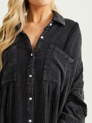 Altar&rsquo;d State Women&rsquo;s Oversized Black Shirt Dress Effortless Chic Versatile