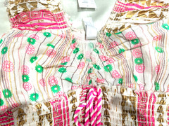 BoHo Vibrant Pink and Gold Patterned Midi Dress
