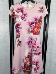Ted Baker Women&rsquo;s 0 Light Pink Floral Short Sleeve A-Line Dress