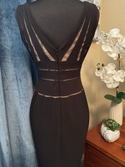 Cache Stretch Bodycon Sleeveless Deep V Neck Black Dress Size 6