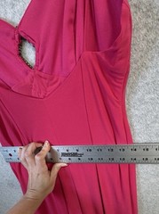 VTG Fiesta M Hot Pink Rhinestone Ruffle Hem Dress Asymmetrical Y2K