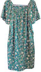 Womens Lounge Muumuu Dress Size Large Green White Floral With Side Pocket