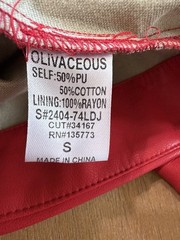 Olivaceous Red Sleeveless Faux Leather Peplum Dress Size Small