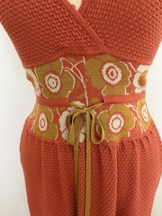 Anthropologie Lia Molly Dress Women&rsquo;s S Retro Crochet Knit Sundress Deep V Boho