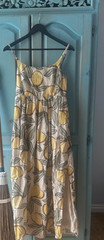 Rebecca Taylor Maxi Dress Size 0 Lemons 100% Ramie Cotton Lined