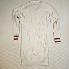 Dolan Left Coast Collection Ribbed Knit Polo Sweater Dress Cream Striped Cuff S