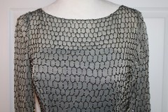 Stephen Yearick Taupe Grey 100% Silk Hand-Beaded Full Length Gown Size 8 Ex Cond