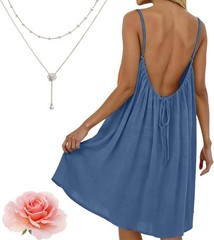 Women’s Backless Flowy Cami Lounge Dress Short, Backless Cami Dress for Women