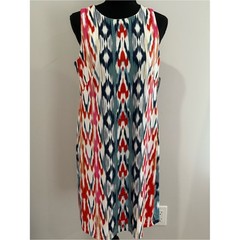 New London Times 10 Sleeveless Ikat Print Shift Dress – Multi Color 804
