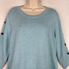 Talbots Knit Sweater Dress Womens XL Blue Button Sleeve 3/4 Sleeve Casual NWT