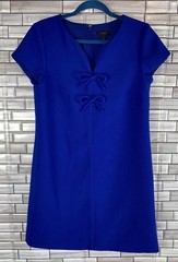 J. Crew Royal Blue Bow Detail Short Sleeve Shift Knee Length Dress Size 6