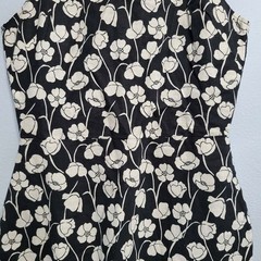 GAP Black White Floral Sleeveless Linen Sheath Dress Lined Classic Chic Size 000