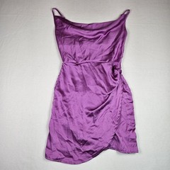 Superdown x Revolve Arezo Slip Mini Dress S Cowl Neck Wrap Satin Ruched Pink