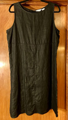 J. Jill Black Linen Shift Dress Scoop Neck Knee Length Sleeveless 16
