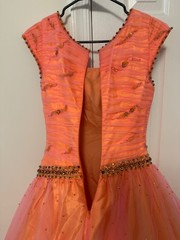Mori Lee by Madeline Gardner Ball Gown (Orange w/ Pink) (Size 2)