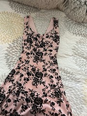 WINDSOR Pink/Black Floral Maxi Dress M Satin Polyester Backless