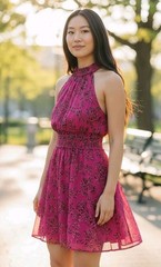 White House Black Market Pink Rose Burnout Smock-Neck Midi Dress SZ 6 Flowy Boho