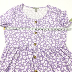 Nine Eight New York Womens Size L Empire Waist Knit Button Dress Floral Purple